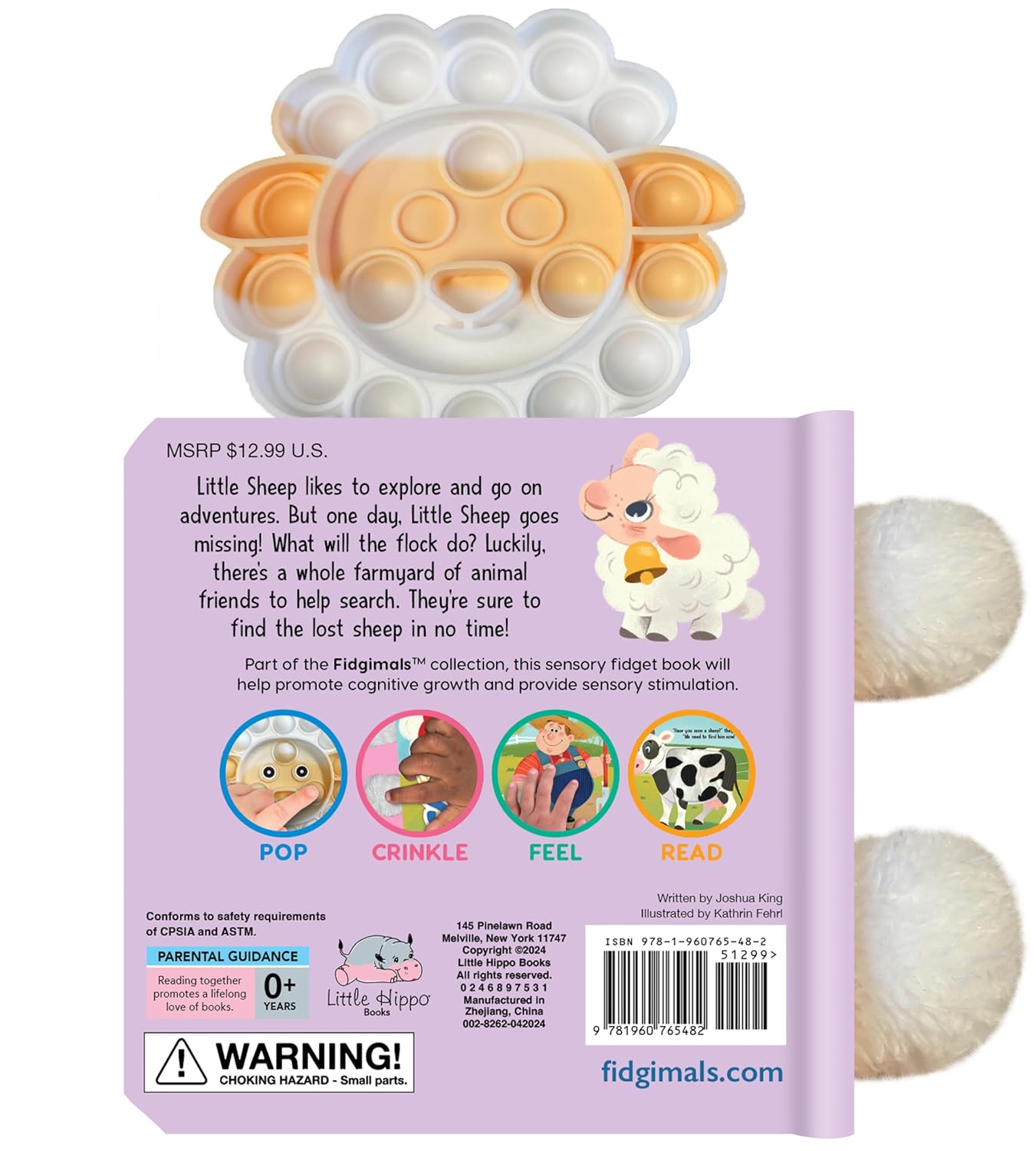 little hippo books fidgimals sensory touch and feel sheep farm listening