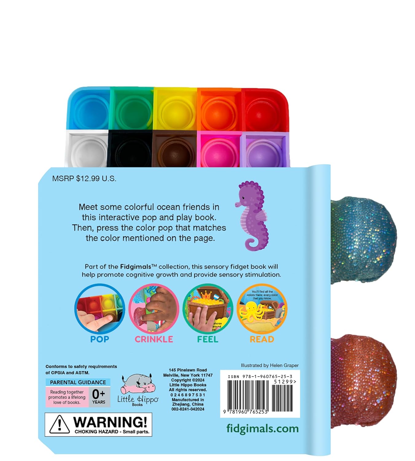 little hippo books fidgimals touch and feel learning colors ocean animals