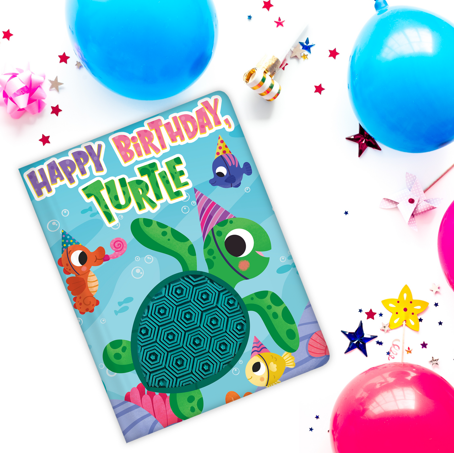 little hippo books silicone touch and feel happy birthday turtle