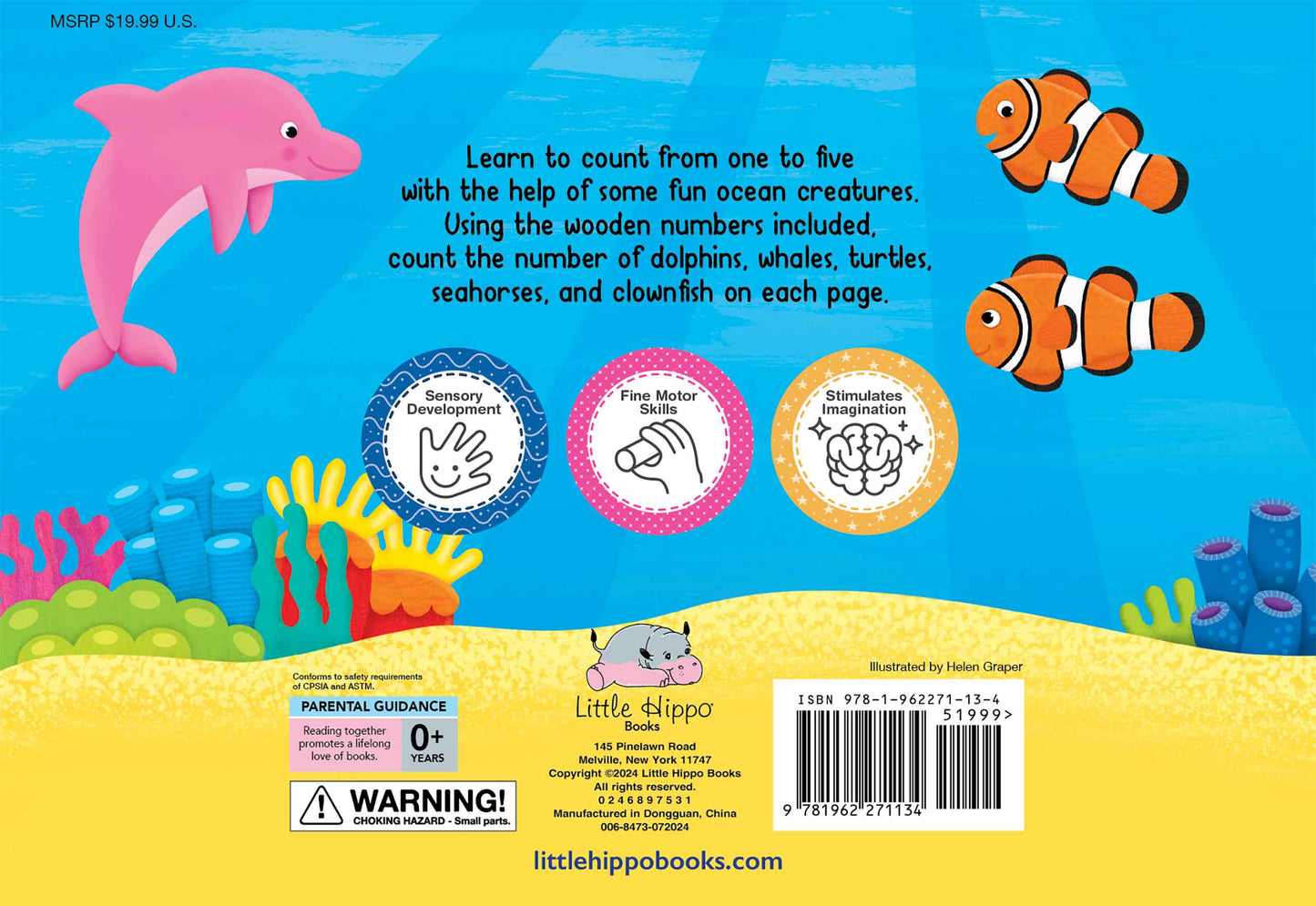 little hippo books magnetic box with ocean counting book and wooden toys for toddlers
