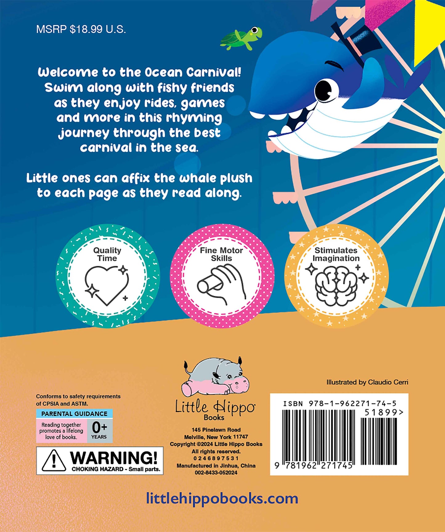 little hippo books with plush whale ocean carnival story for toddlers