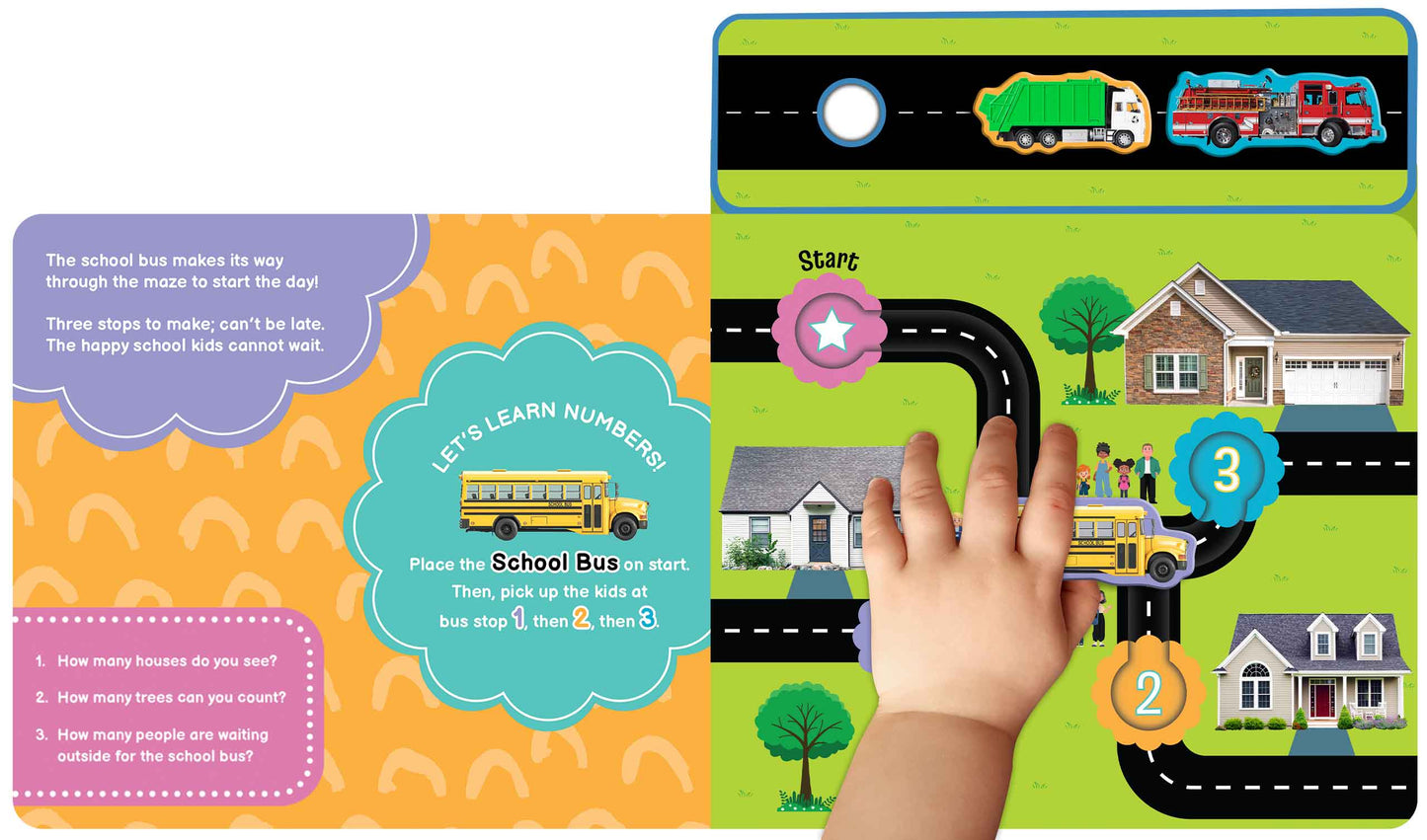 little hippo books around town maze adventure with wooden vehicles for toddlers