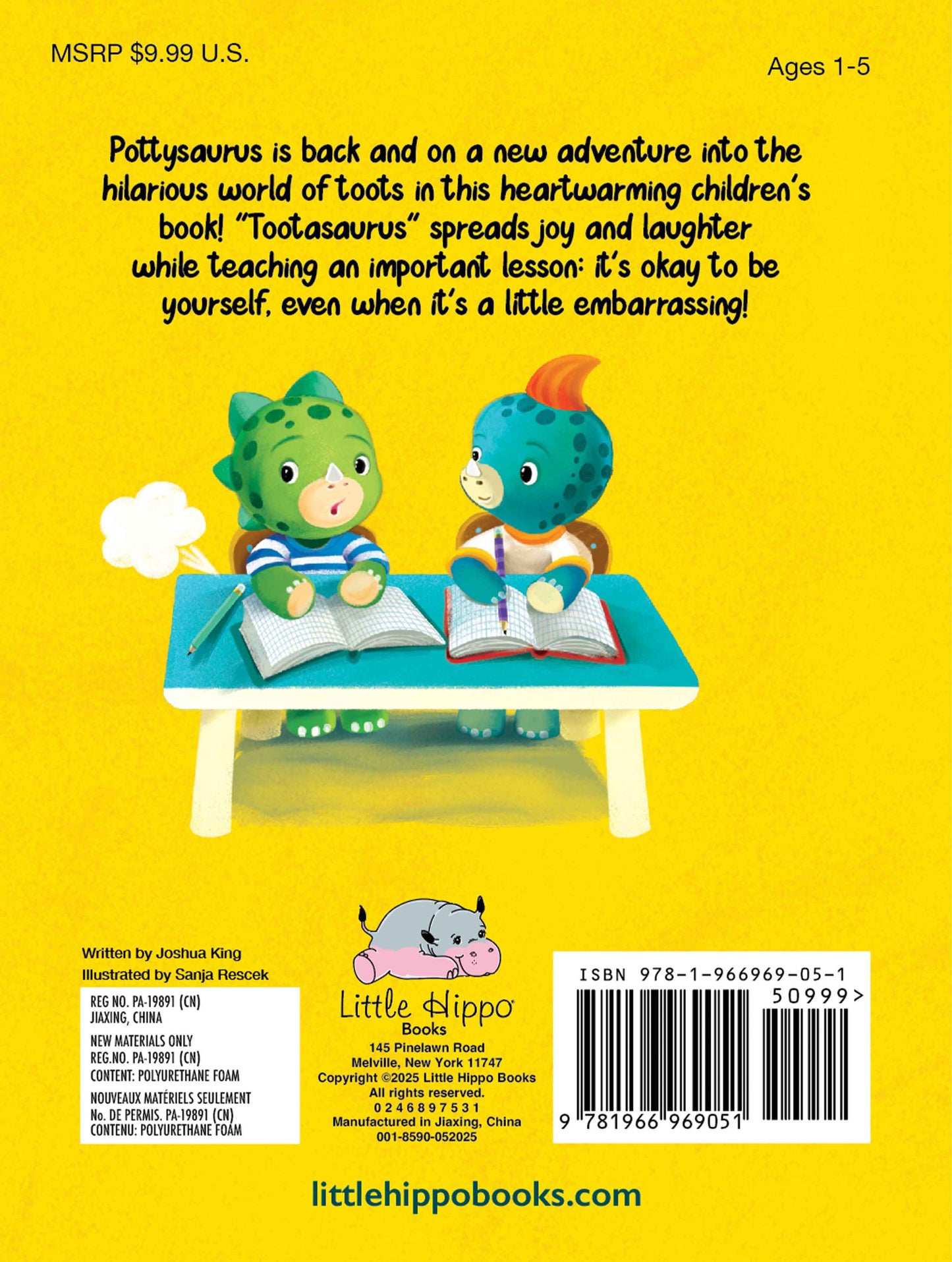 little hippo books tootasaurus dinosaur potty book for toddlers