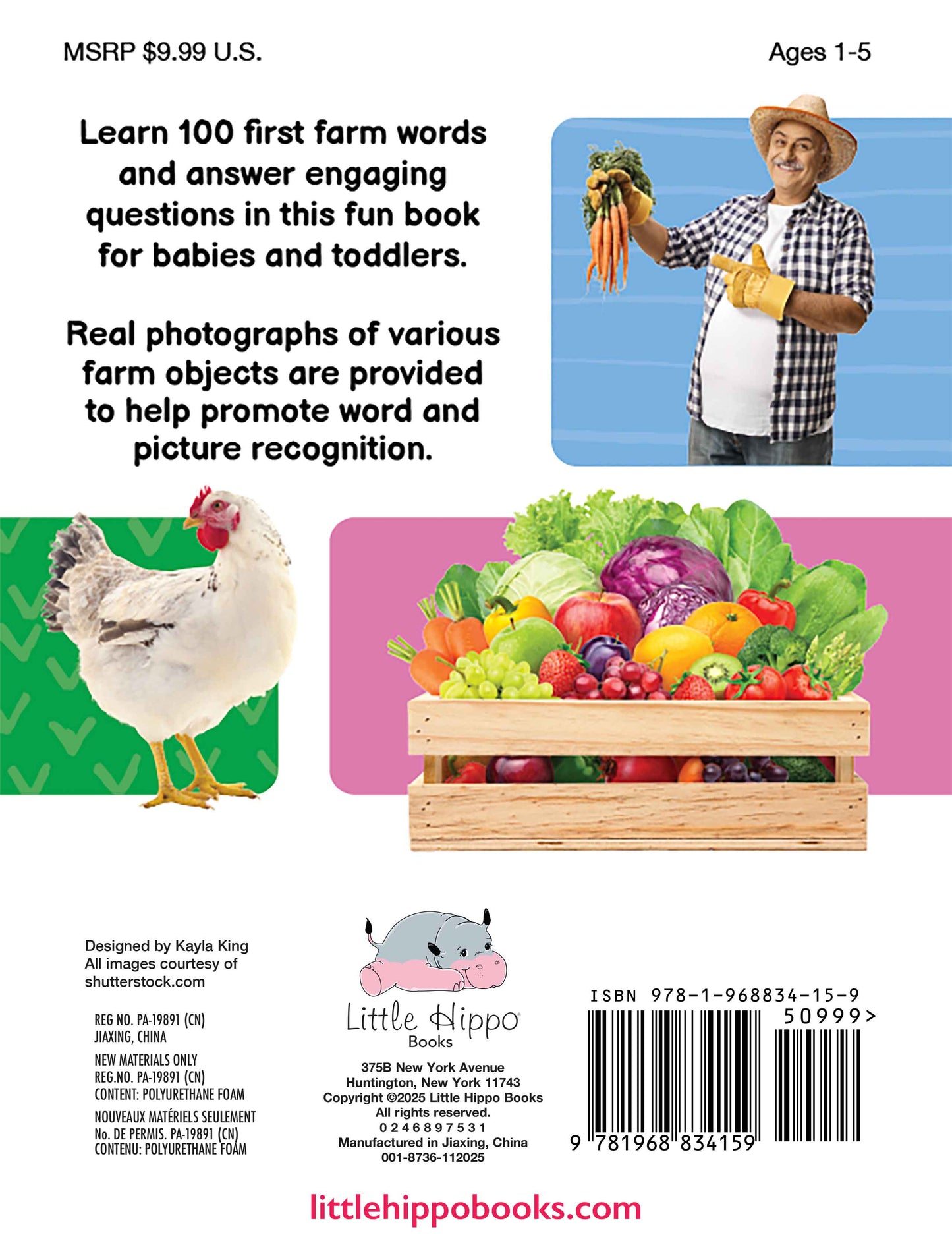 little hippo books brilliant baby 100 first farm words for toddlers