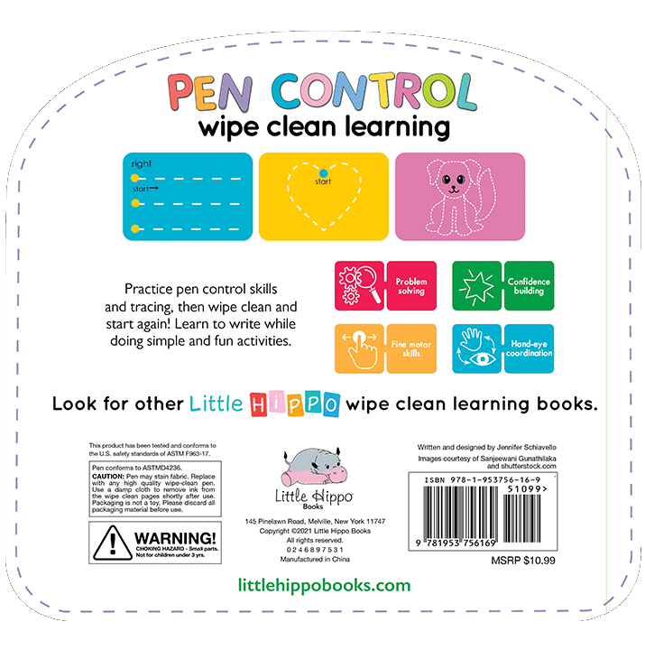 Little Hippo Books Wipe Clean Learning Pen Control