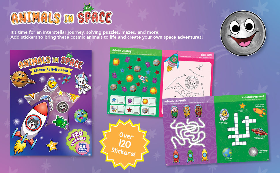 little hippo books animals in space puffy sticker book for toddlers