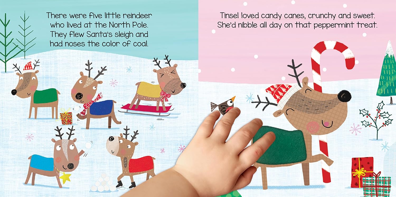 little hippo books holiday christmas touch and feel storybook for toddlers with reindeer