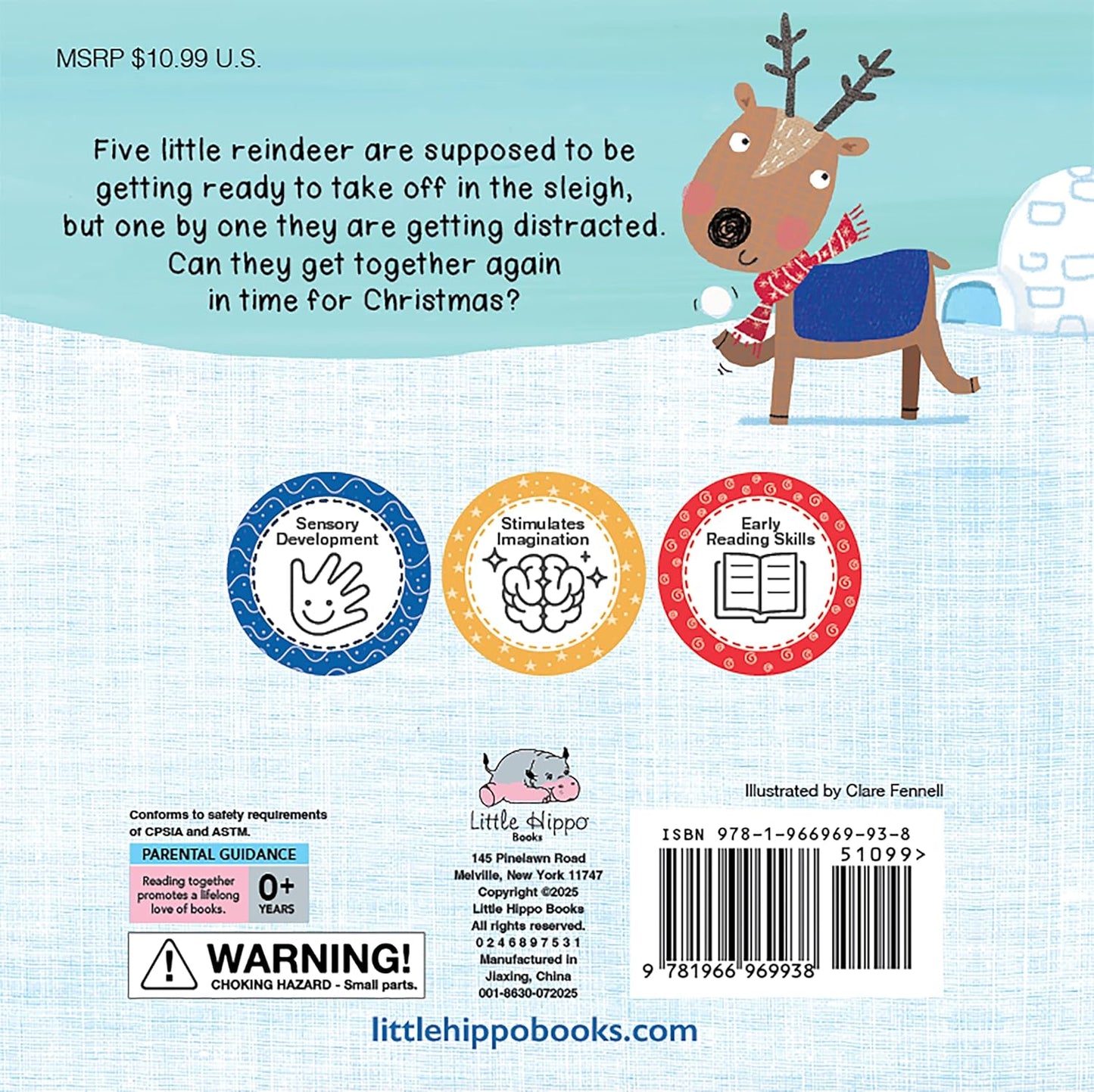little hippo books holiday christmas touch and feel storybook for toddlers with reindeer