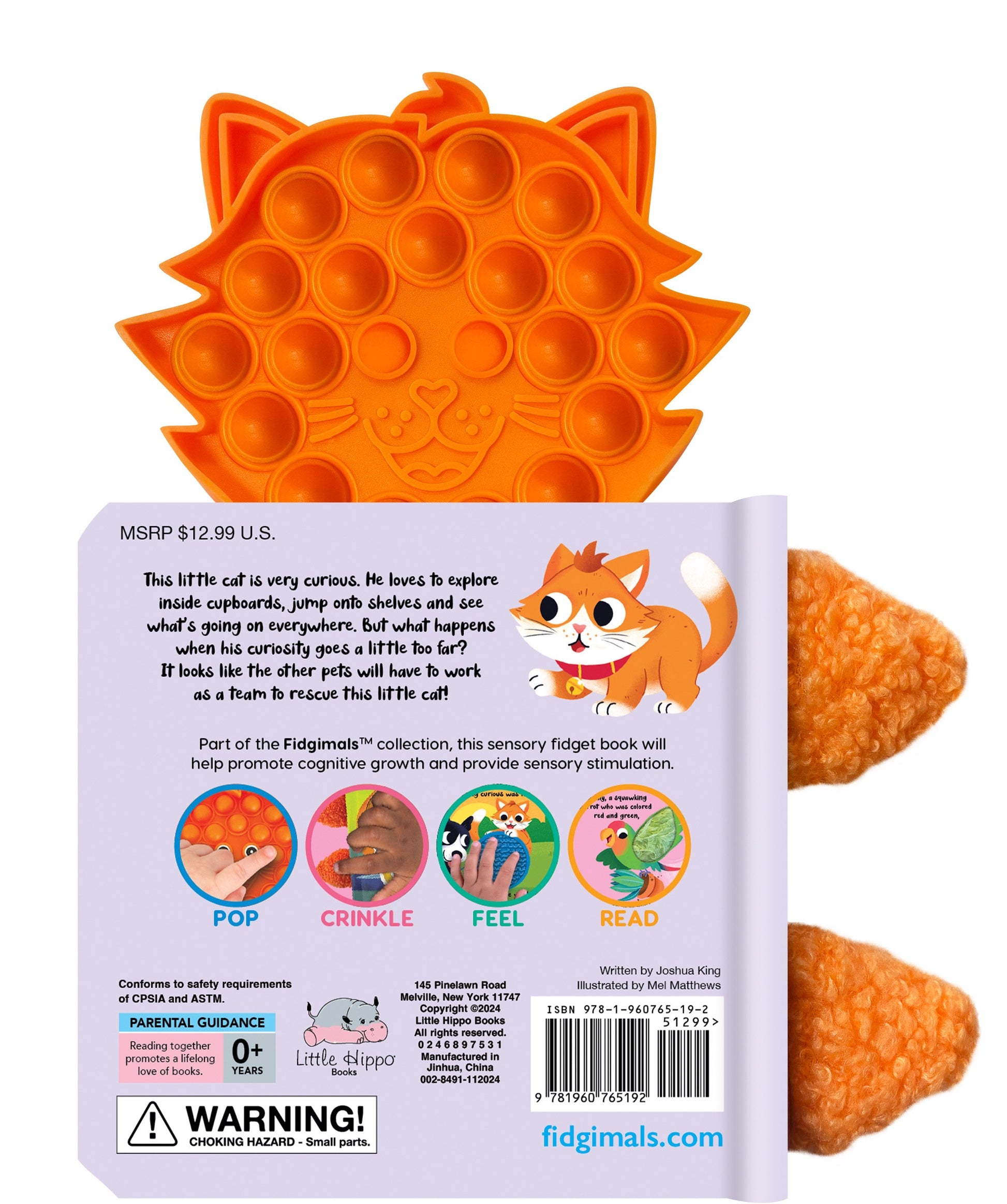 little hippo books cat fidgimal sensory book for toddlers
