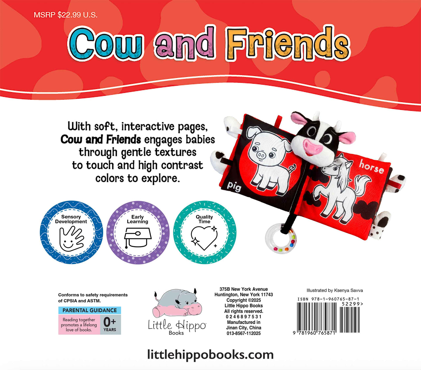 little hippo books cow and friends soft cloth farm book with plush cow head and sensory elements