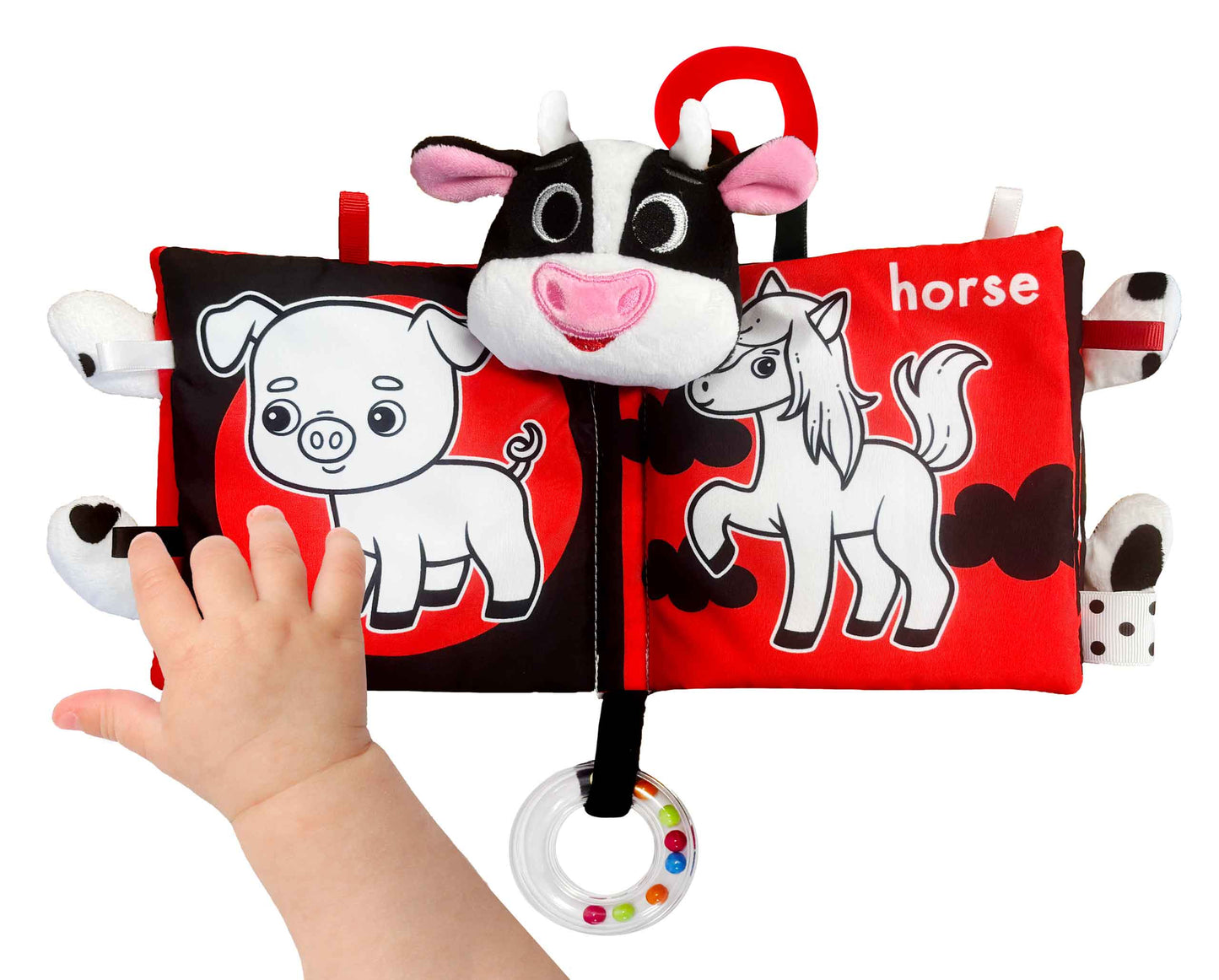 little hippo books cow and friends soft cloth farm book with plush cow head and sensory elements