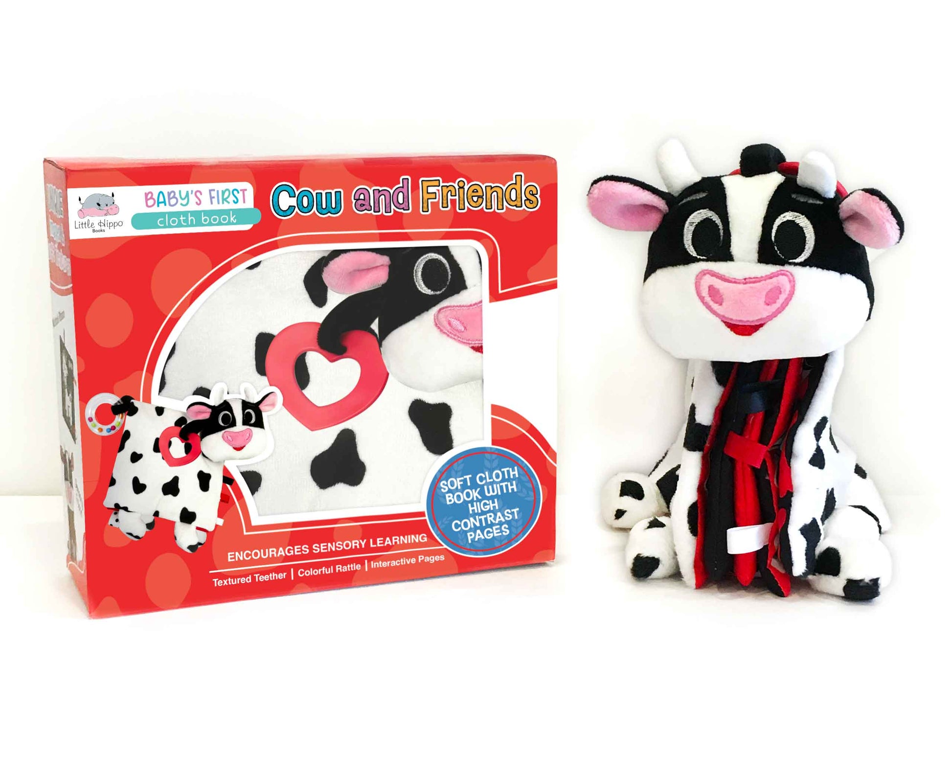little hippo books cow and friends soft cloth farm book with plush cow head and sensory elements