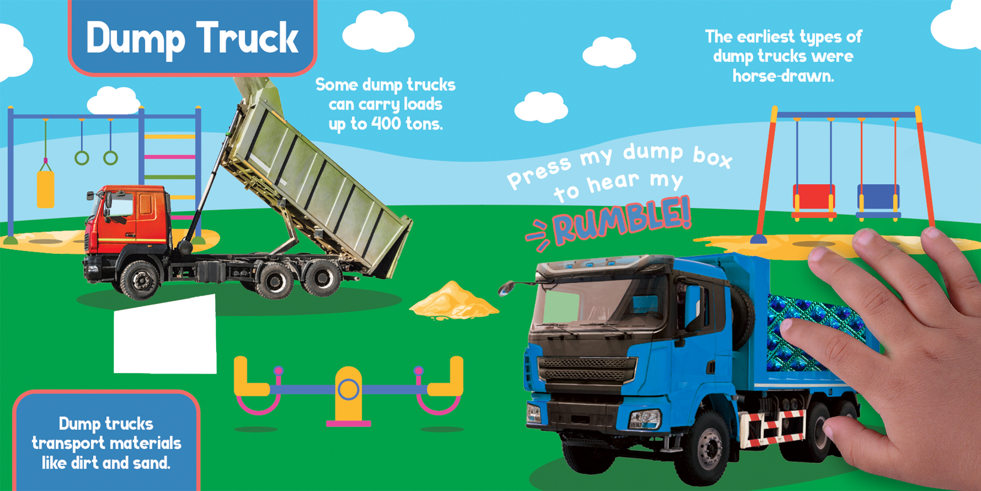 little hippo books trucks vehicles touch and feel book with sound for toddlers