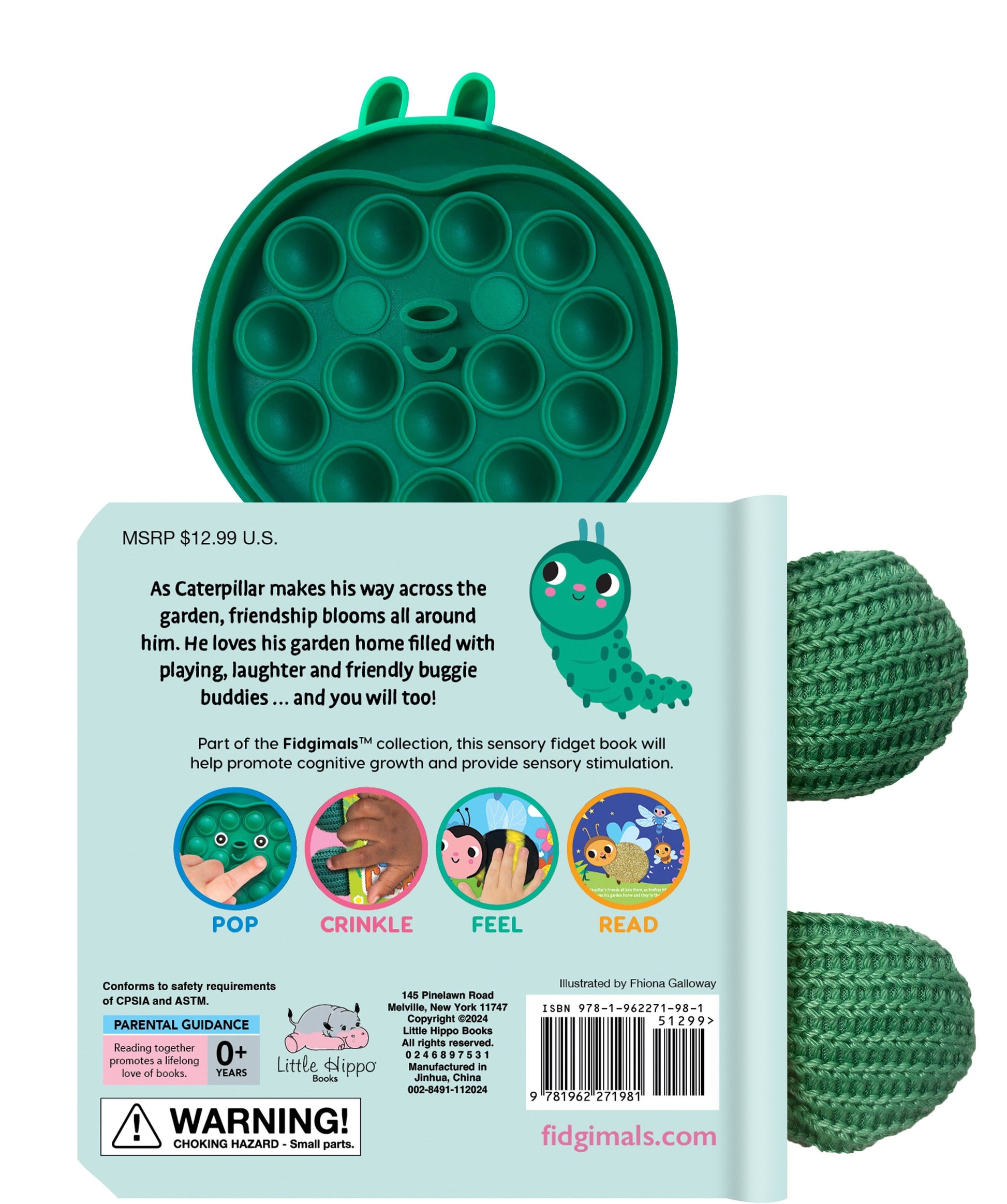 little hippo books caterpillar fidgimal sensory fidget friend for toddlers