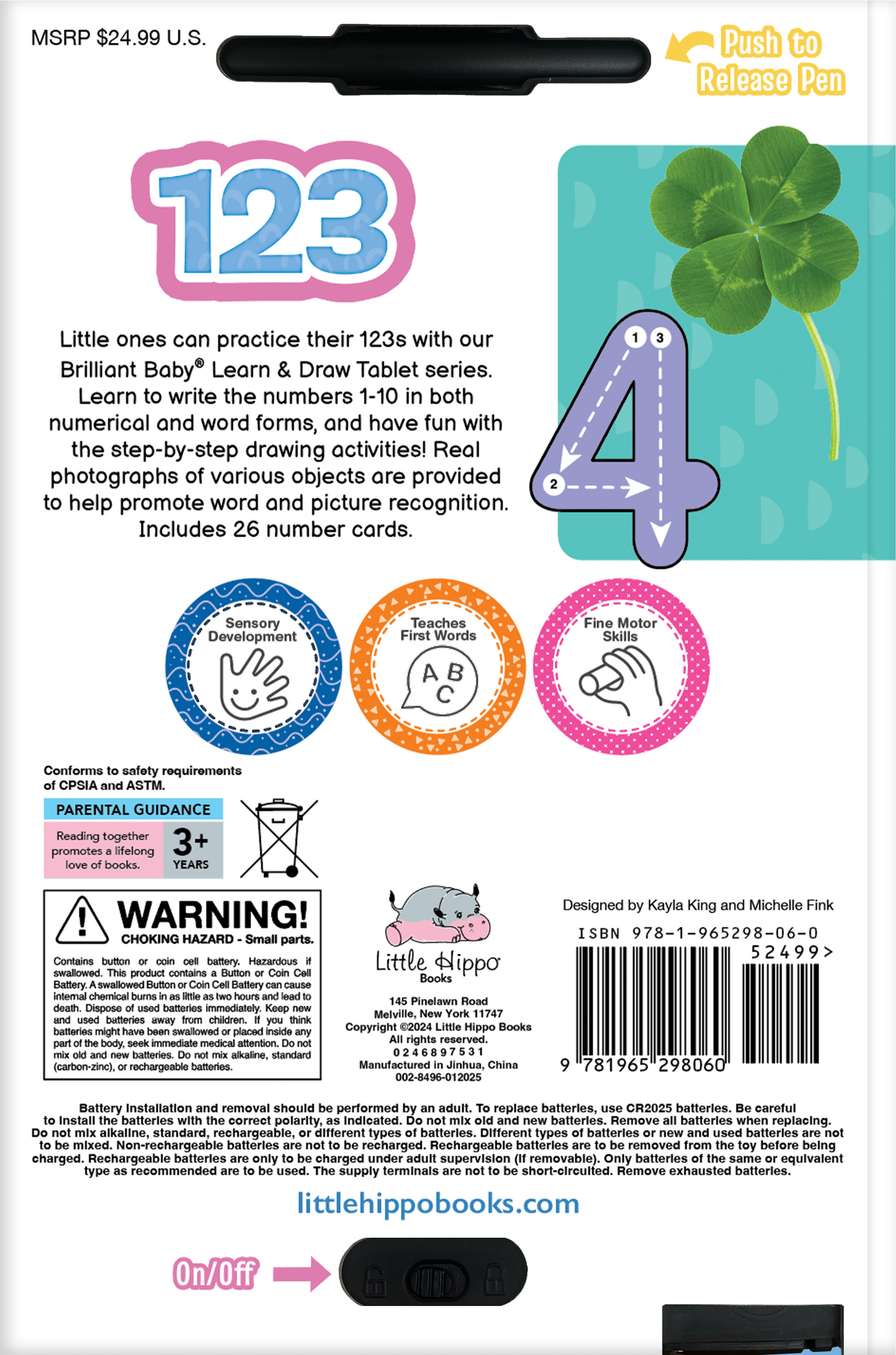 little hippo books 123 learn and draw erasable tablet