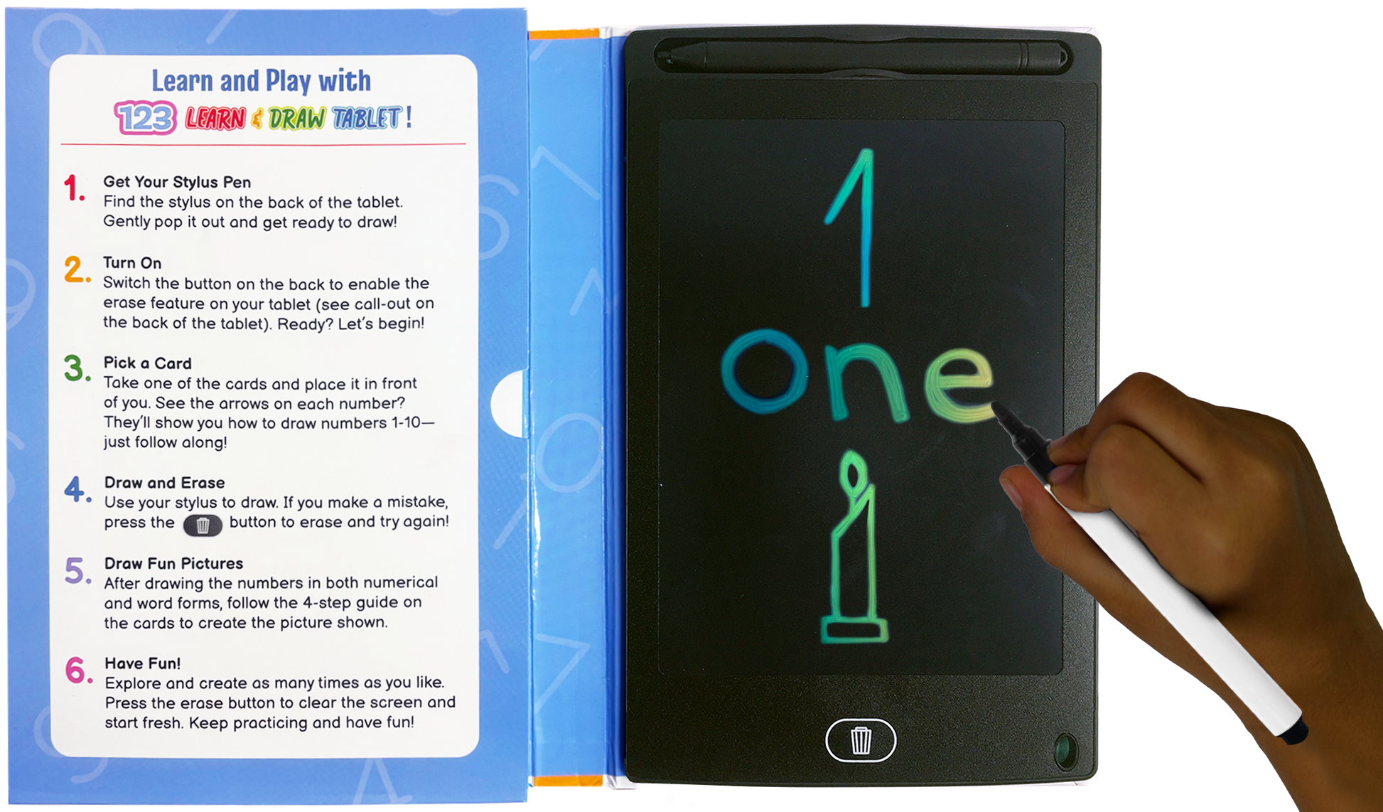 little hippo books 123 learn and draw erasable tablet