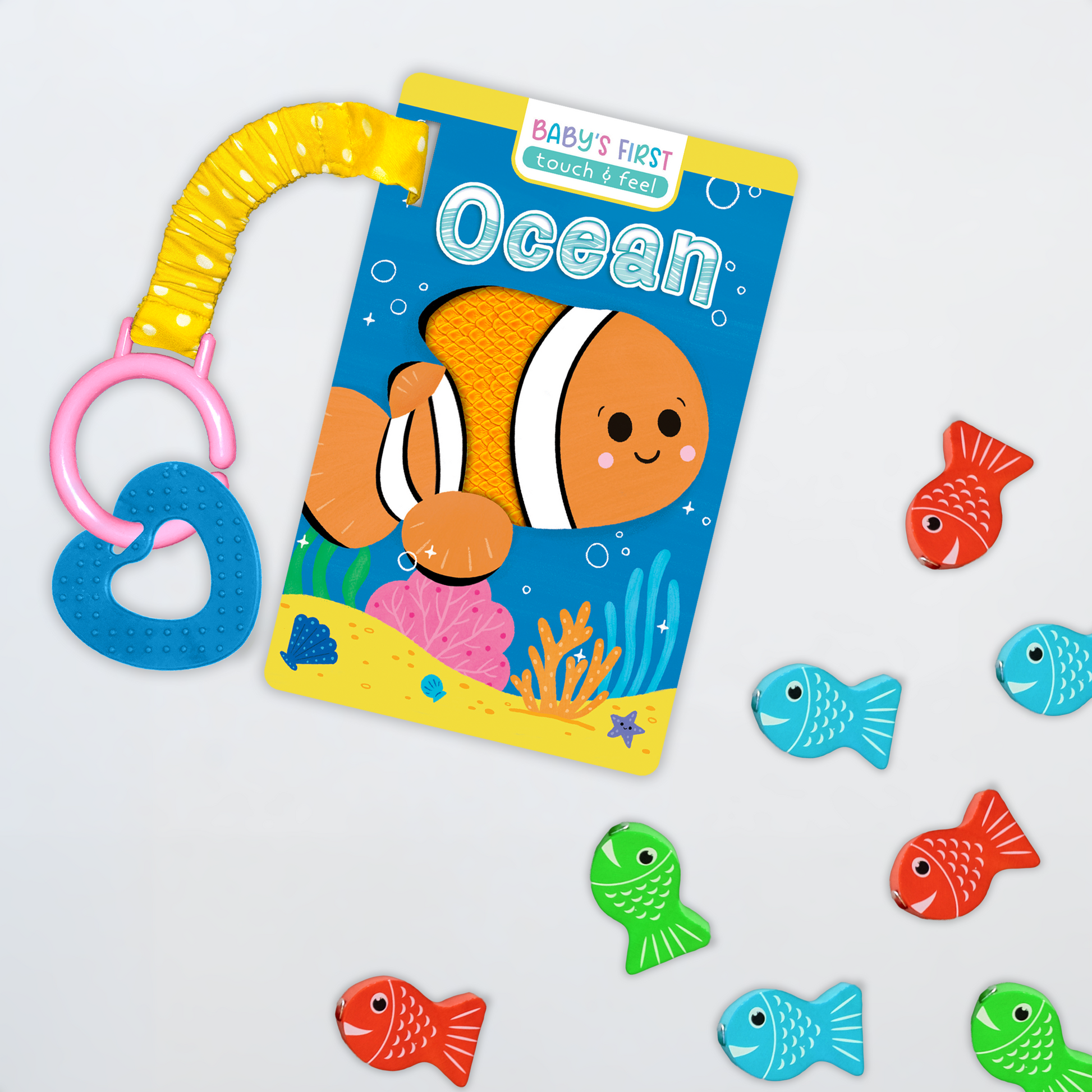 little hippo book sensory touch and feel ocean book with attached teether set