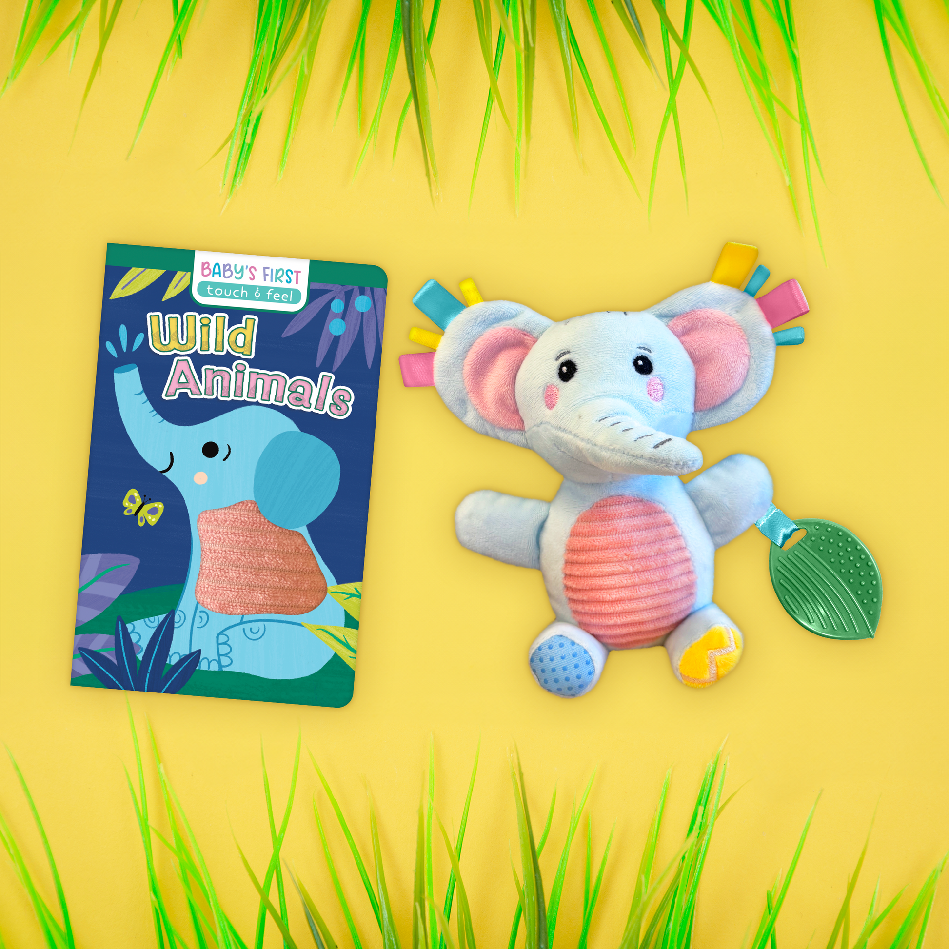 little hippo books sensory plush with teether and touch and feel book set