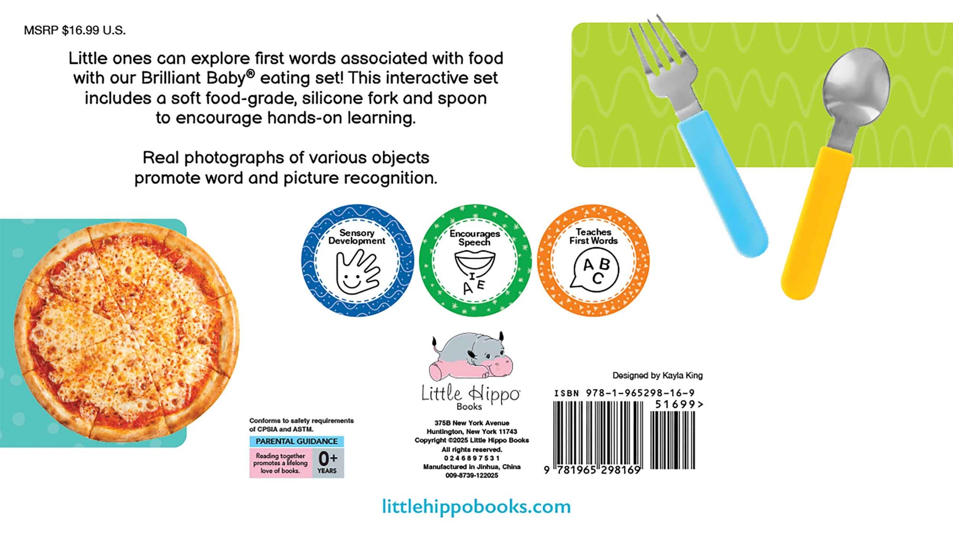 little hippo books let's eat board book with silicone fork and spoon first words about eating