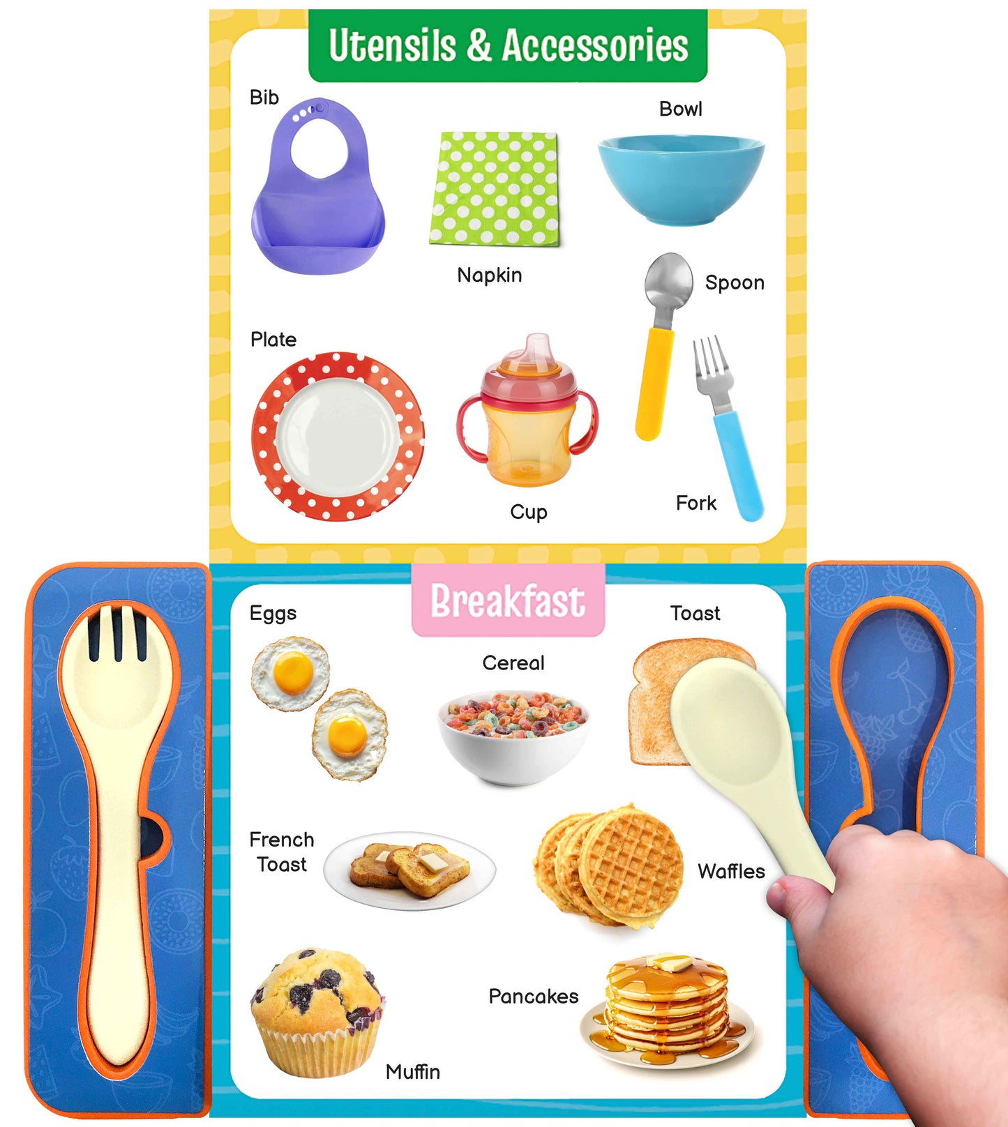 little hippo books let's eat board book with silicone fork and spoon first words about eating