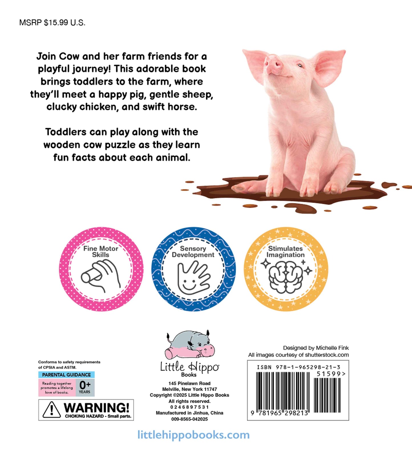 little hippo books moo and discover wooden puzzle book for toddlers