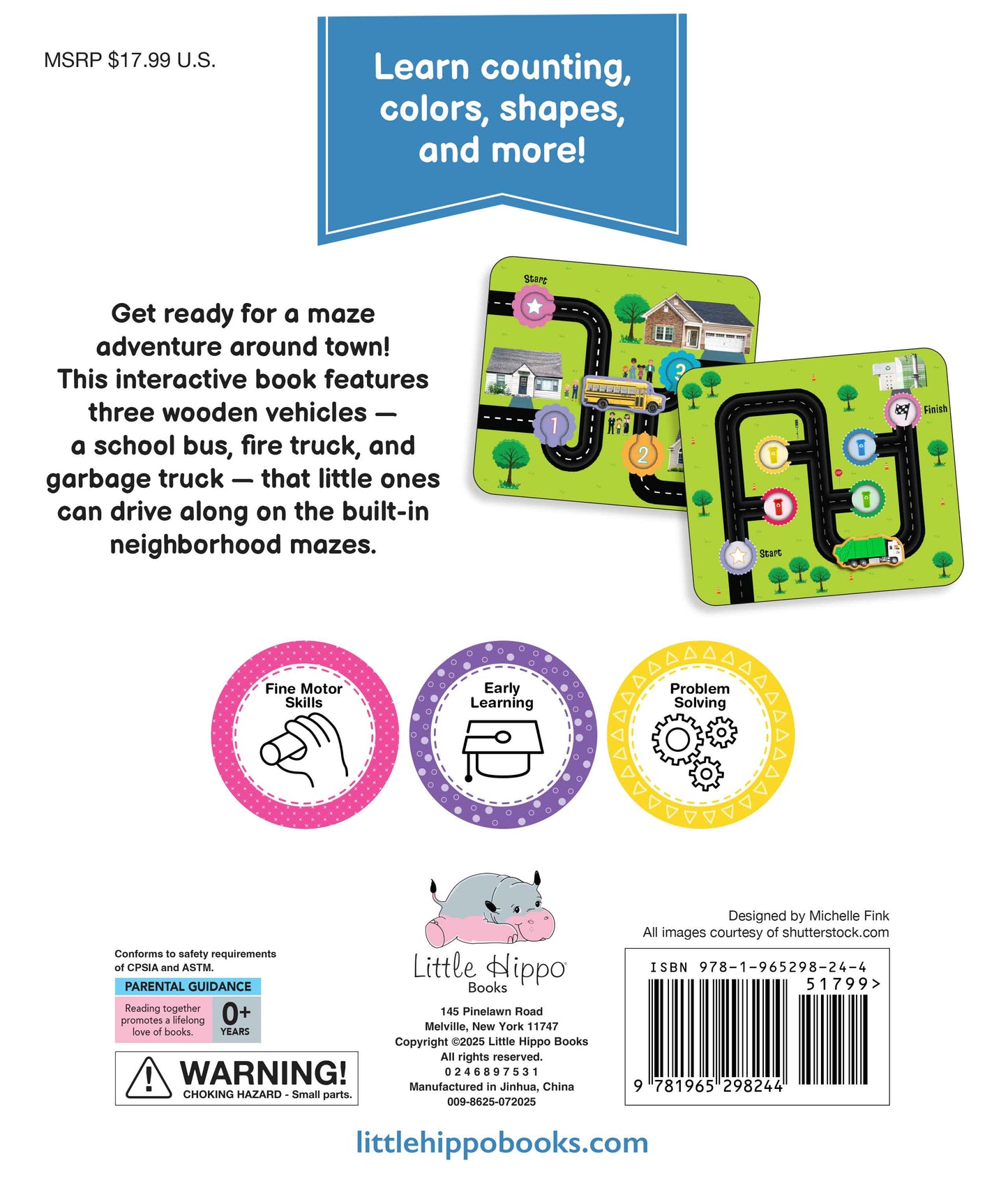 little hippo books around town maze adventure with wooden vehicles for toddlers