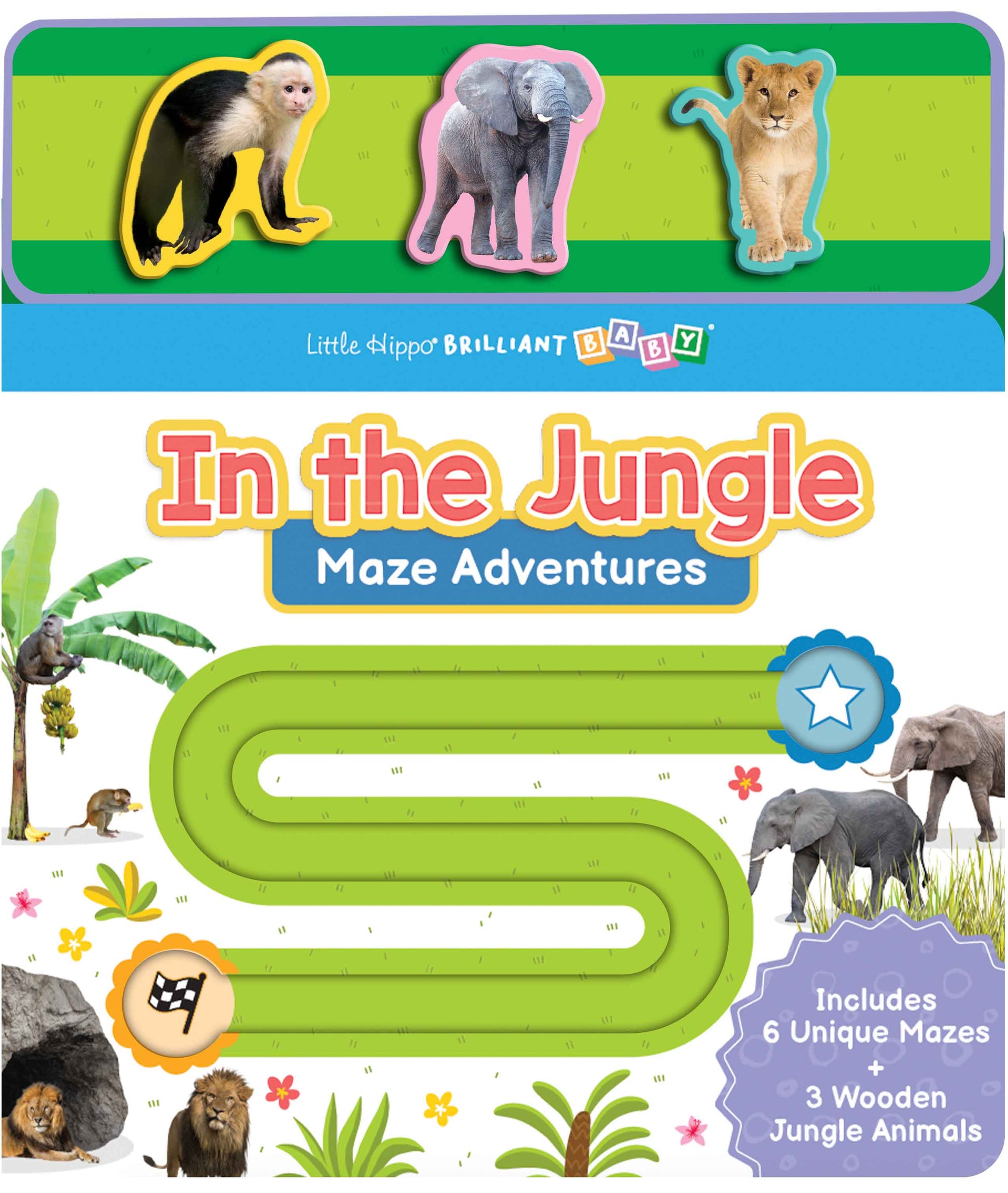 little hippo books in the jungle maze adventure with wooden animals for toddlers