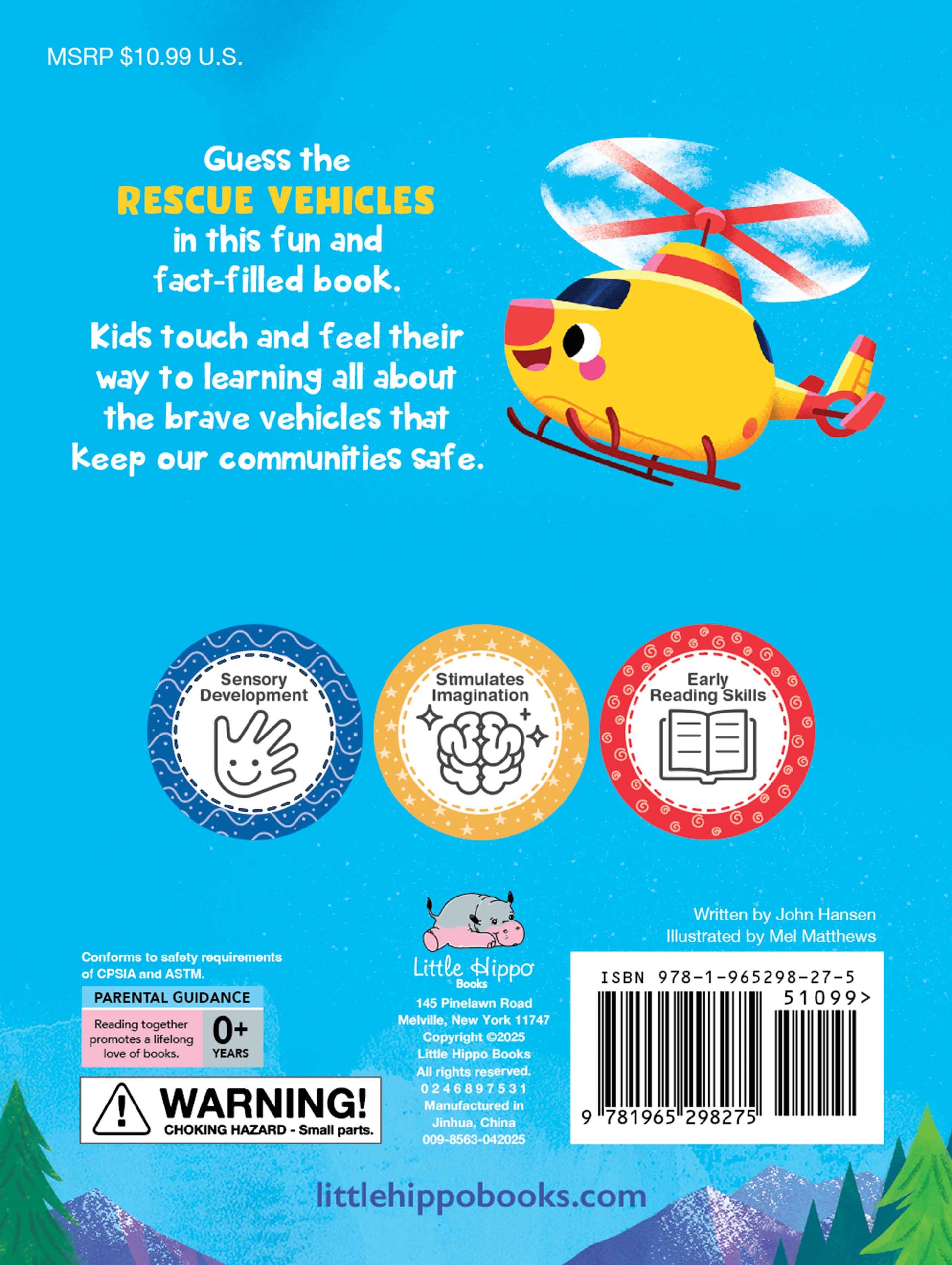 little hippo books silicone touch and feel rescue vehicles for toddlers