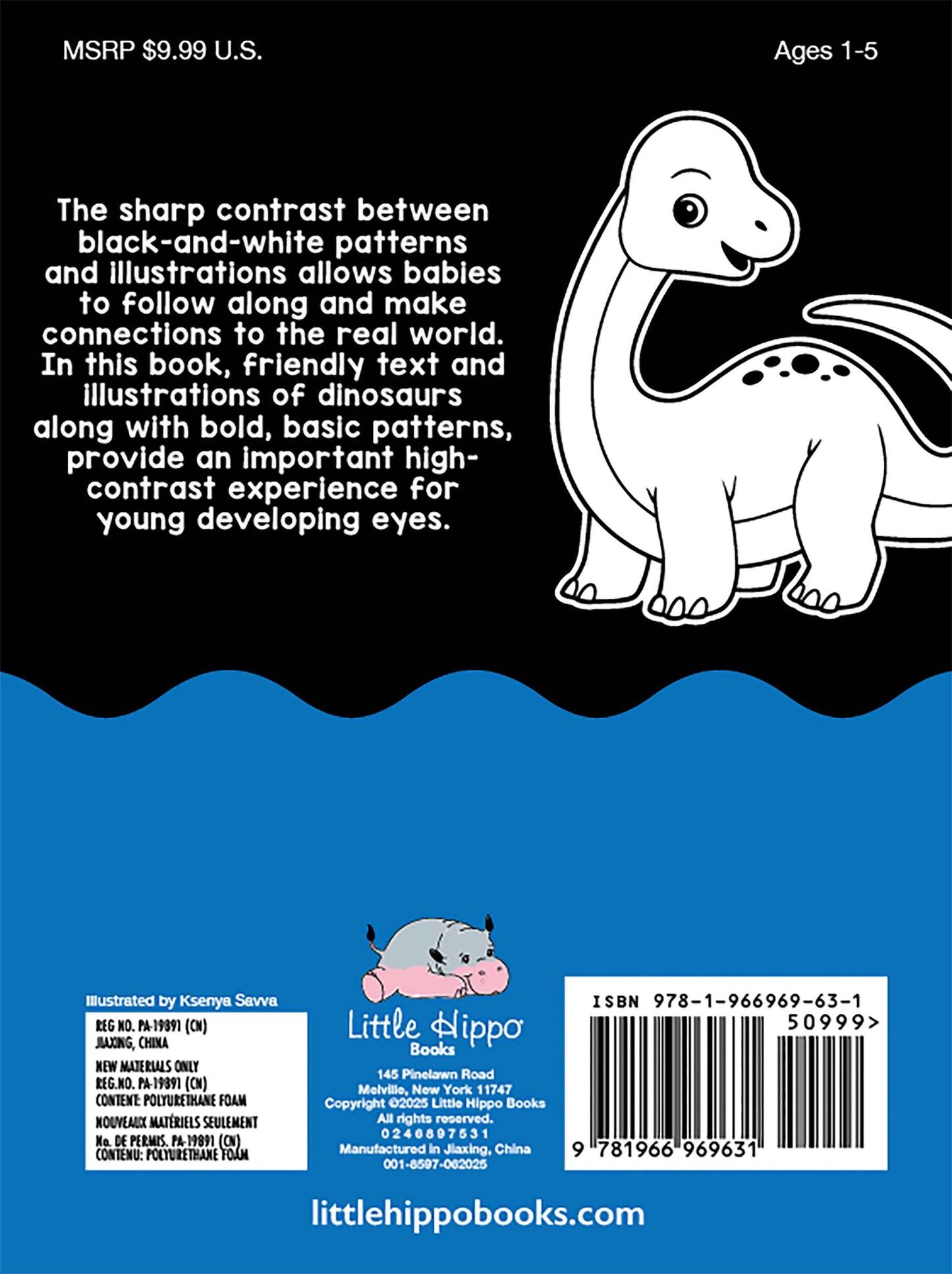 little hippo books dinosaurs in high contrast colors for toddlers