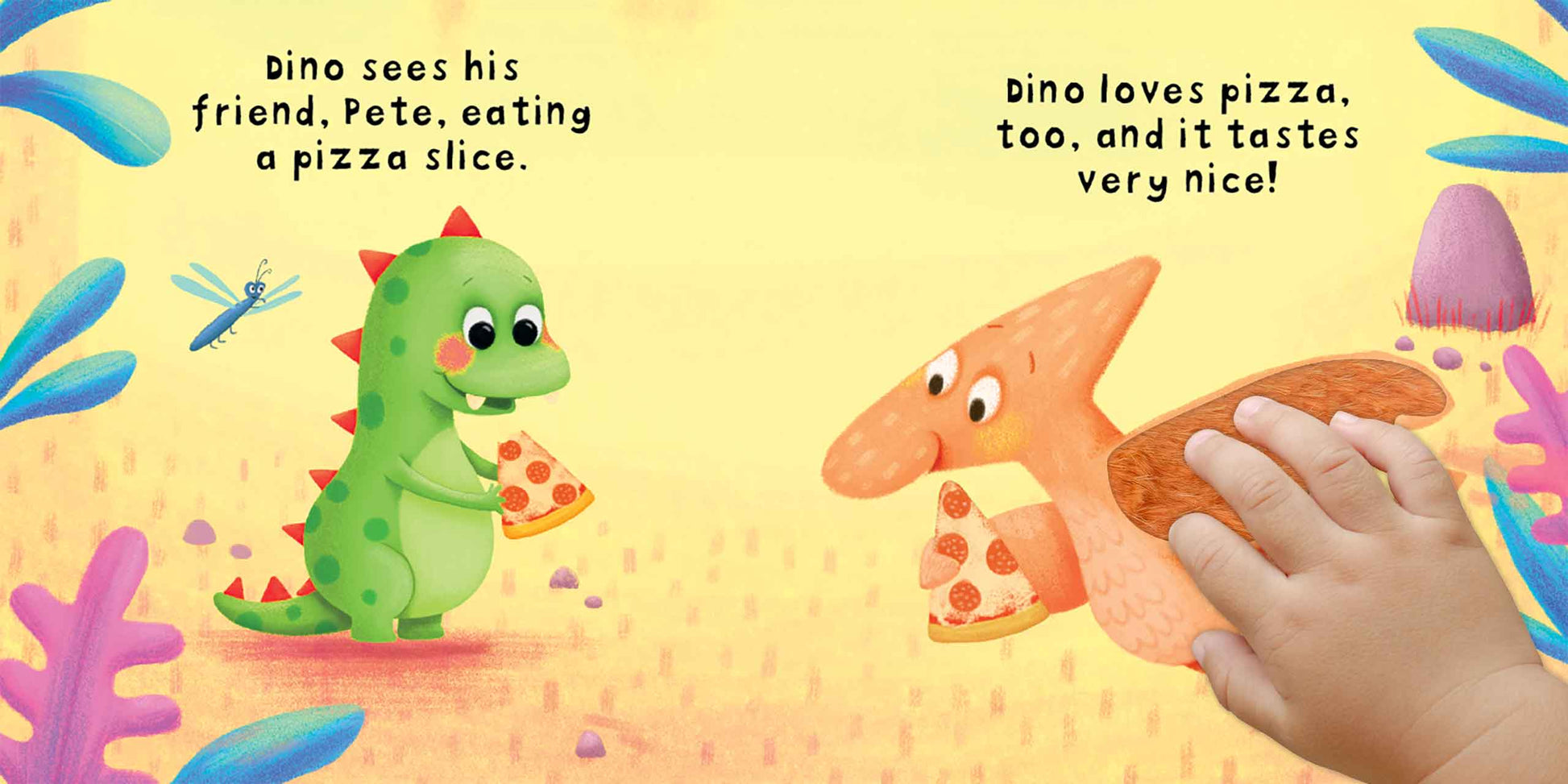 little hippo books dino loves pizza touch and feel storybook for toddlers