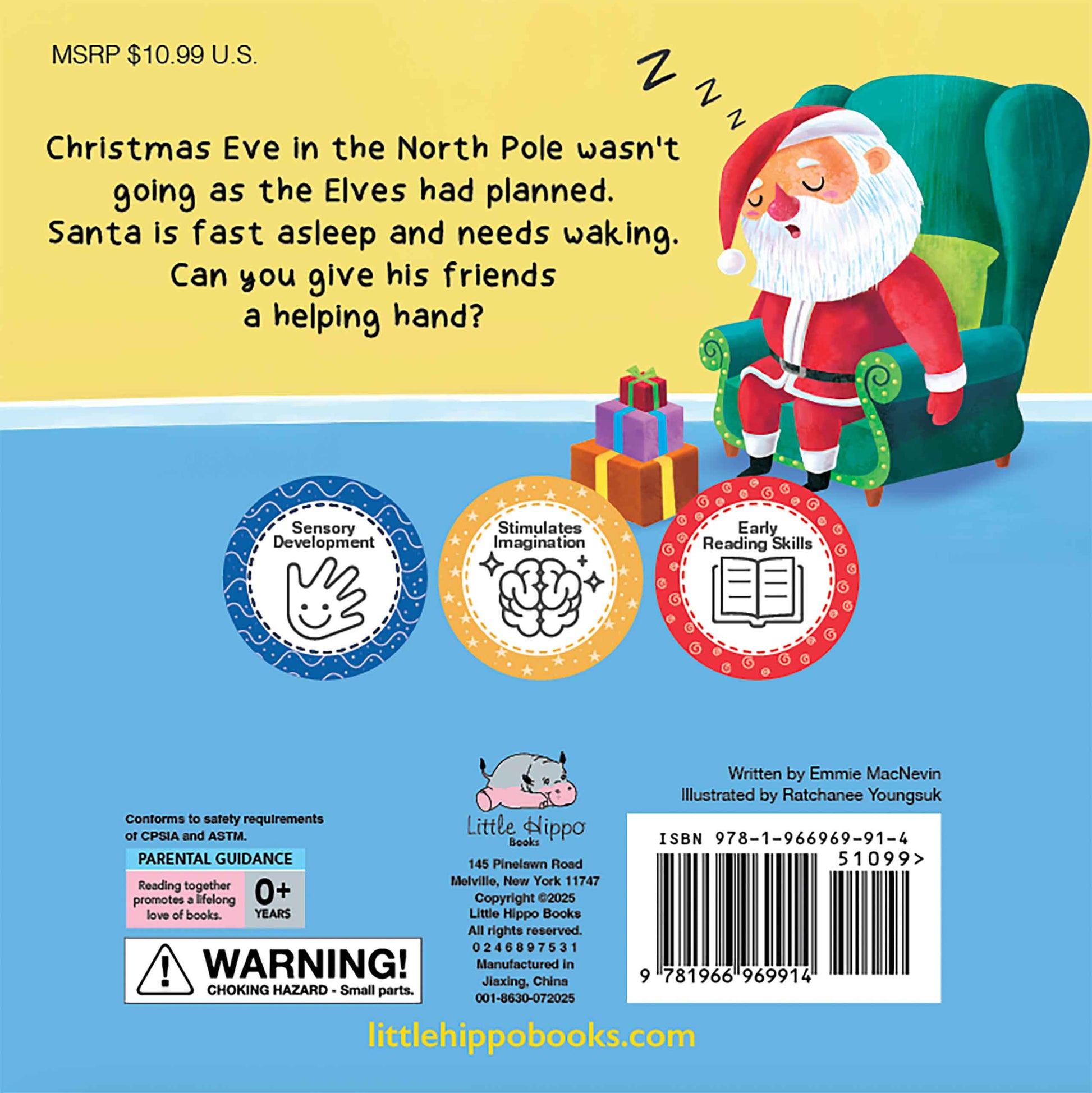 little hippo books santa snores christmas touch and feel book for toddlers