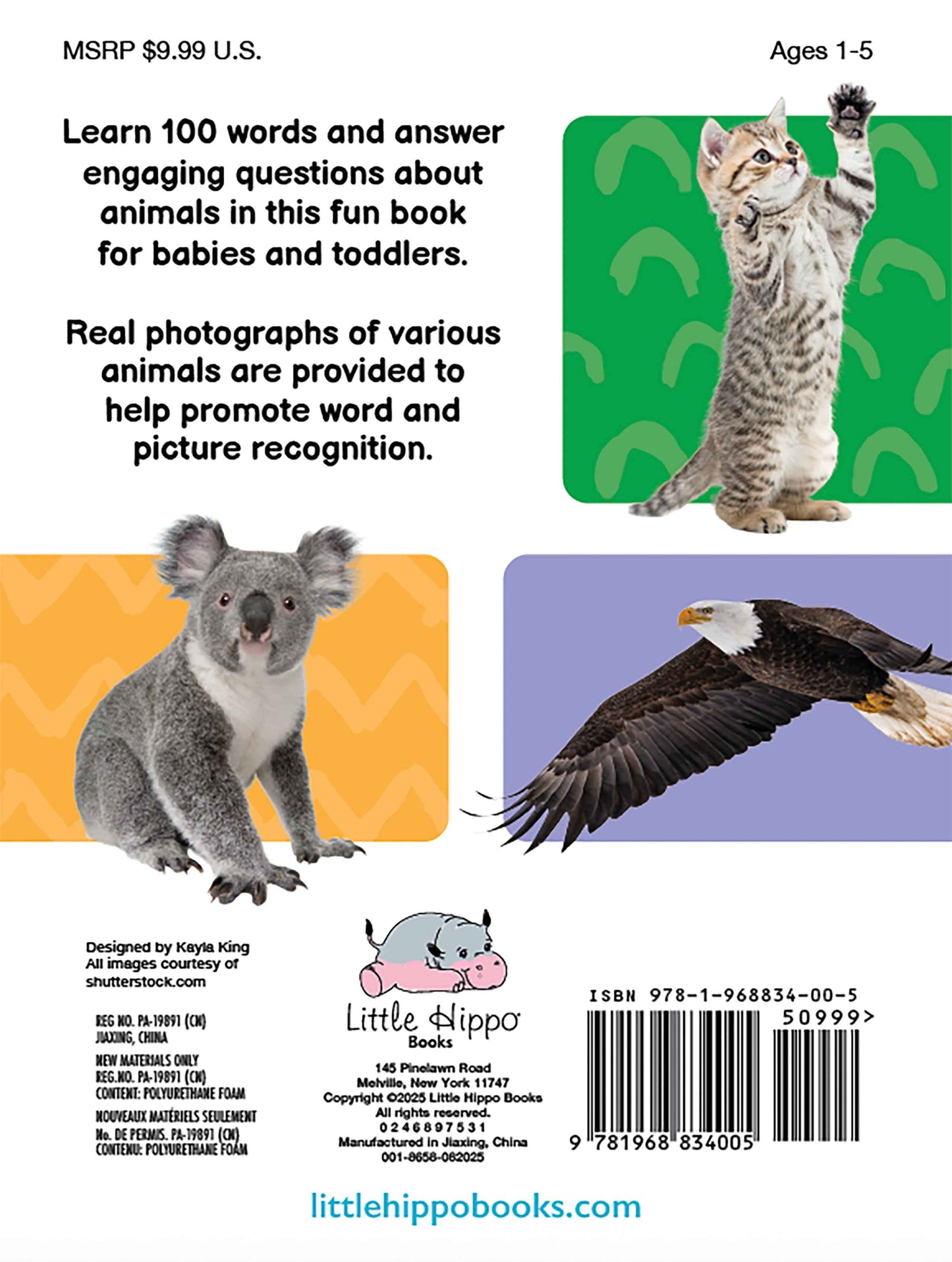 little hippo books 100 first animals educational book for toddlers