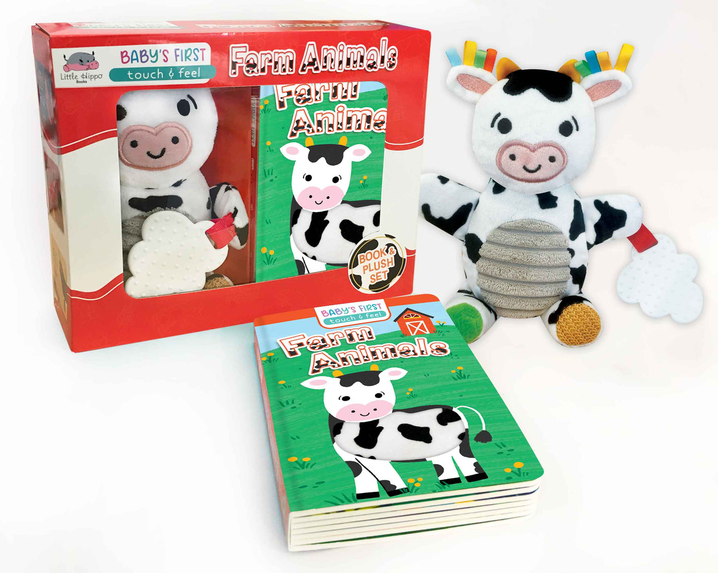 little hippo books touch and feel farm book with cow plush and teether