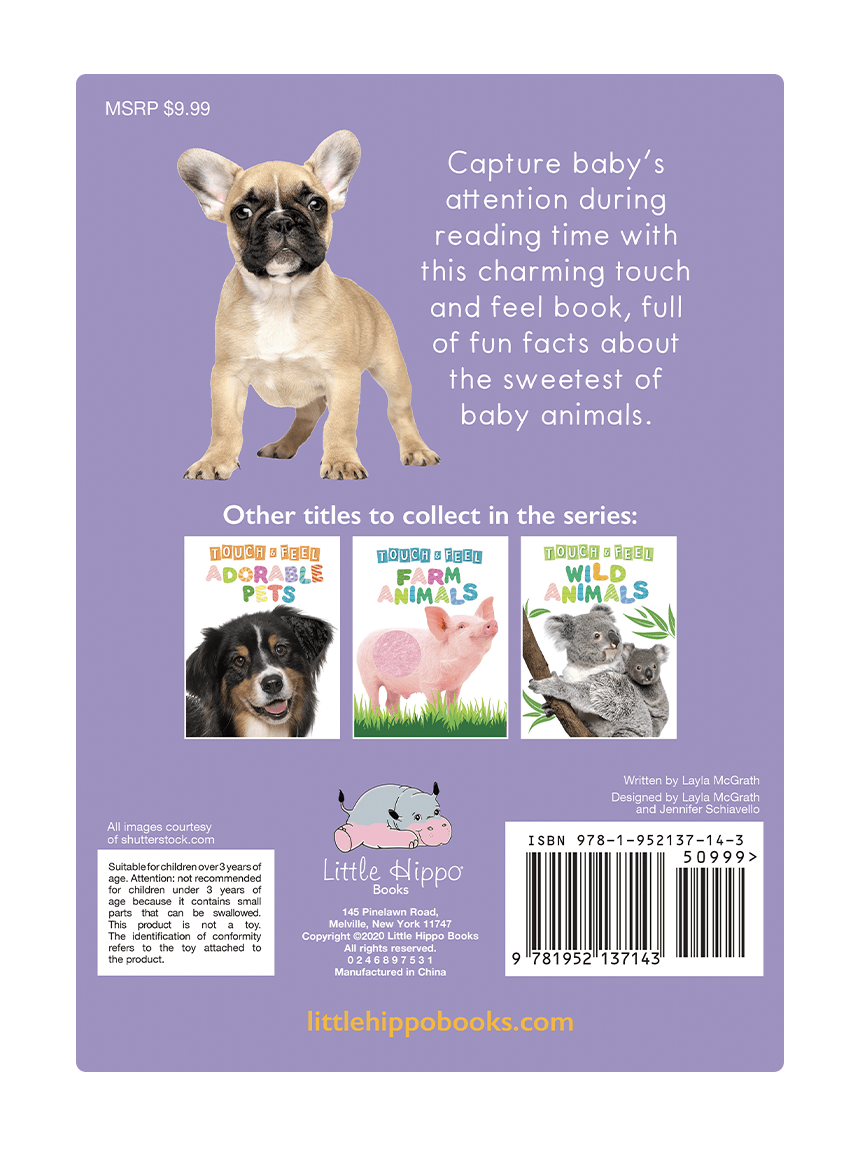 Little Hippo: Touch and Feel Adorable Baby Animals Board Book Children Tactile Learning Real Photography kitten puppy hatchling orangutan chick