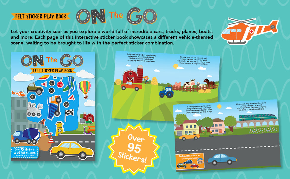 little hippo books on the go activity book with felt stickers of vehicles for toddlers