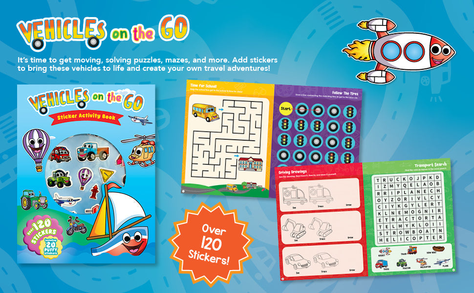little hippo books vehicle sticker book for toddlers with puffy stickers