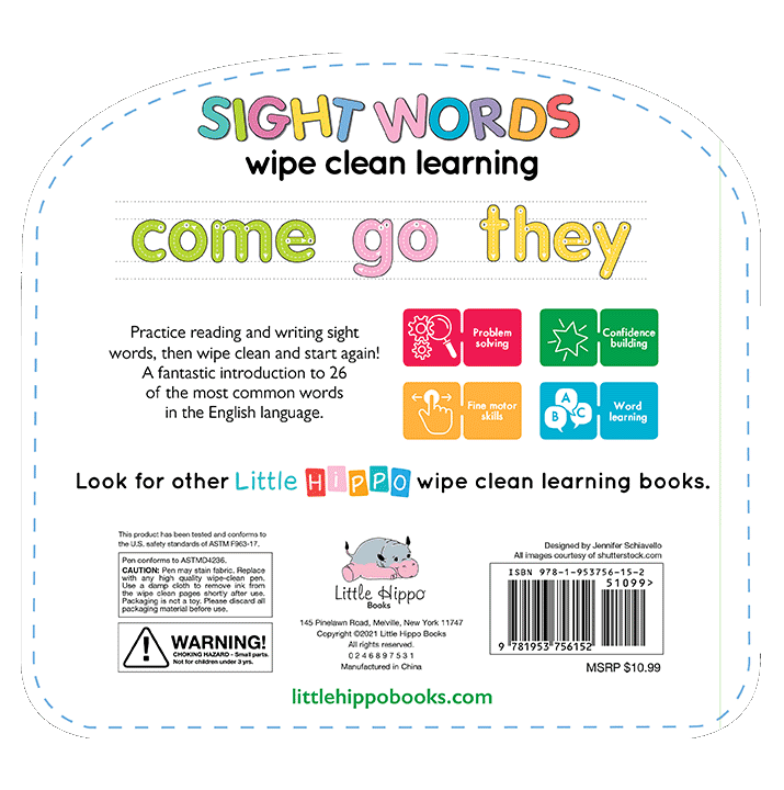 Little Hippo Books Wipe Clean Learning Sight Words